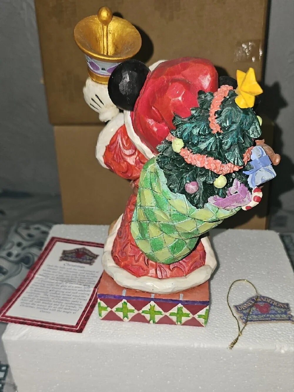 Jim Shore Old Street Mickey Mouse Santa Figurine - Red, White, Gold, Black